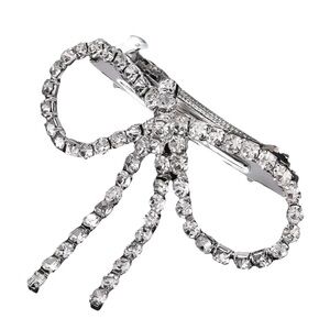 Silver Cubic Zirconia Bow Hair Barrette